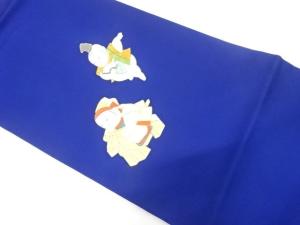塩瀬　手描き　御所人形模様　名古屋帯